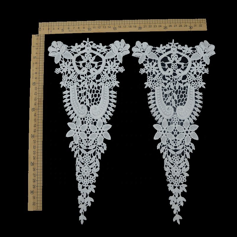 Outfit long sleeve off the shoulder lace panel hollow out floral lace bead collar fashion embroidery lace garment accessories