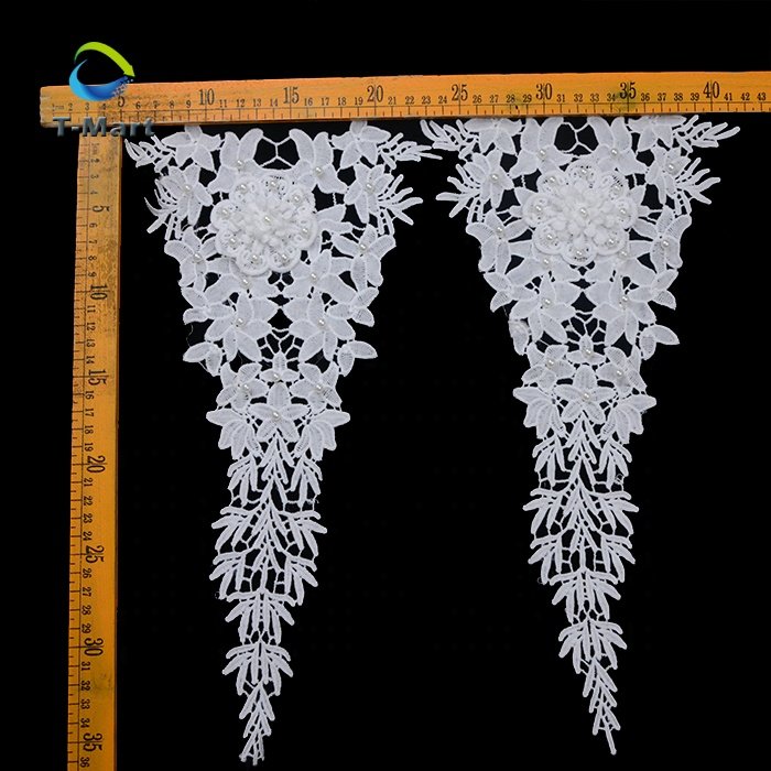 Outfit long sleeve off the shoulder lace panel hollow out floral lace bead collar fashion embroidery lace garment accessories