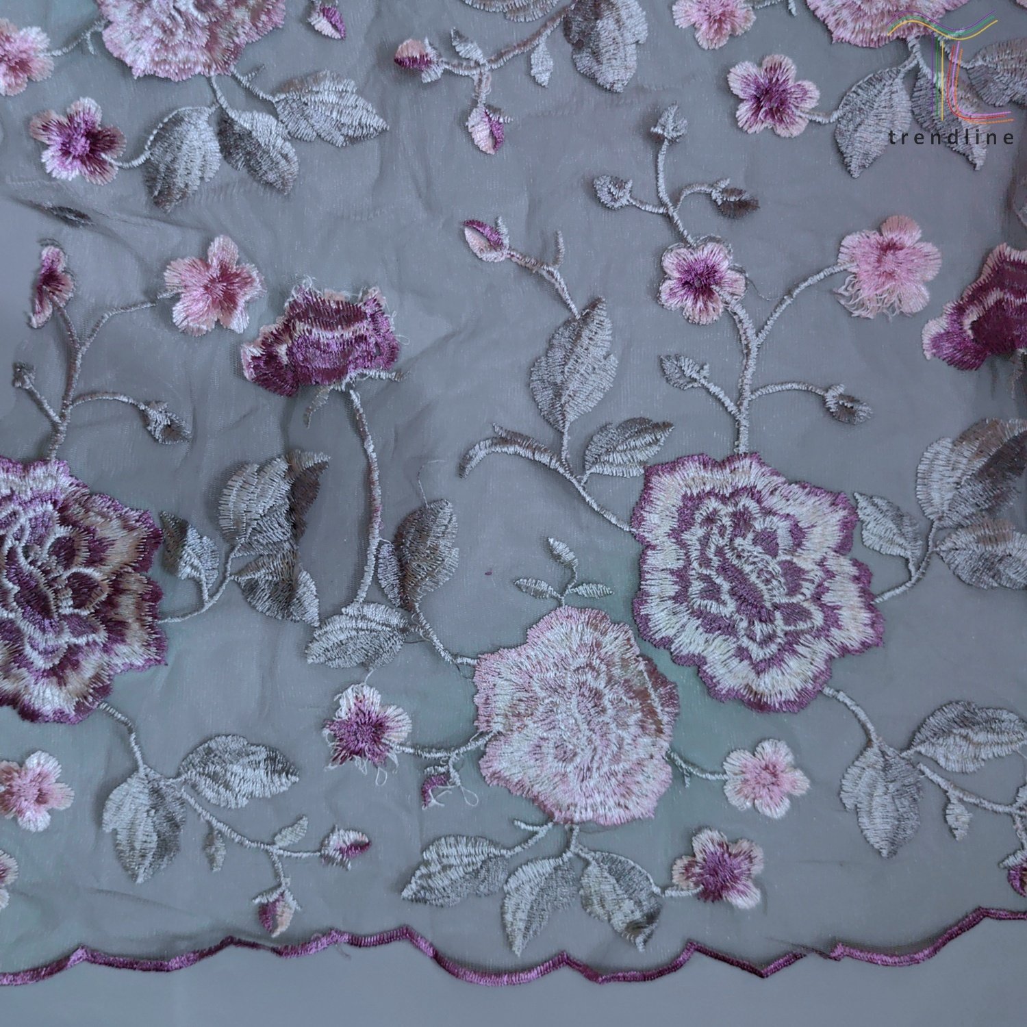 Big flower purple french tulle embroidery lace fabrics for wedding evening dress for women