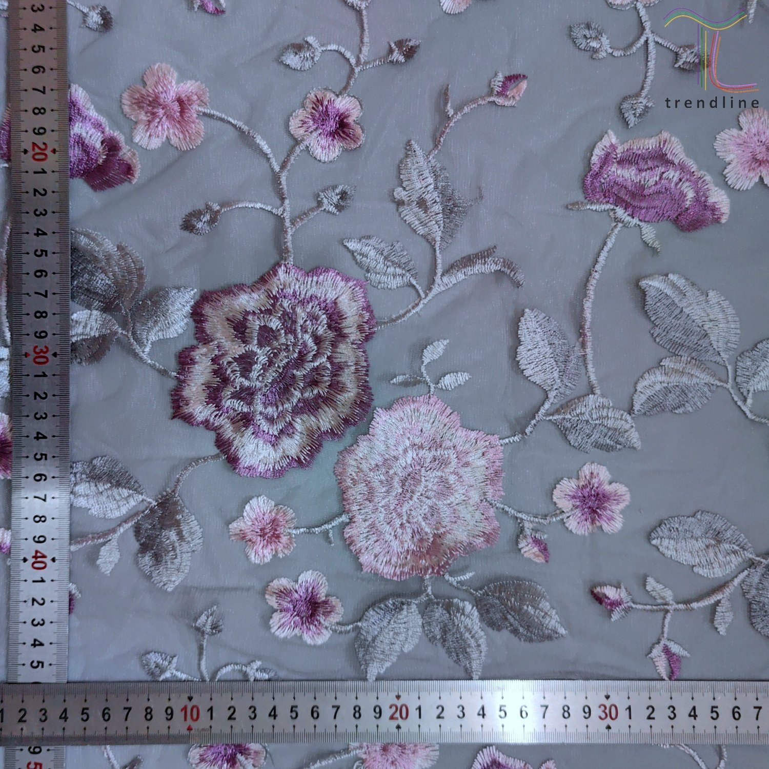 Big flower purple french tulle embroidery lace fabrics for wedding evening dress for women