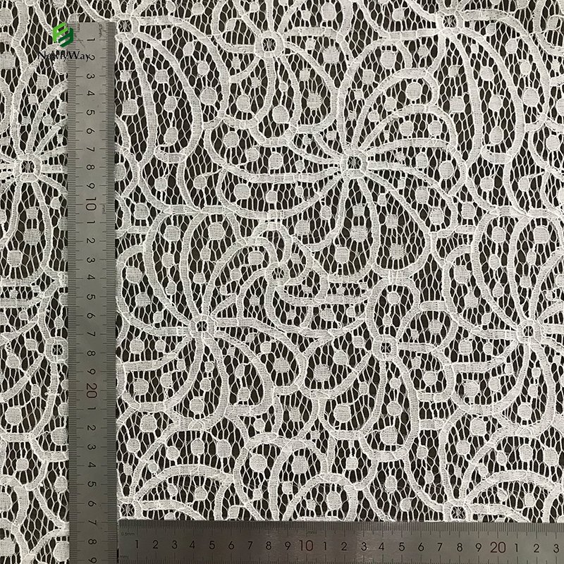 China Fujian Factory Custom 35%Nylon 65%Cotton Warp Knitted Jacquard Lace Mesh Fabric For Bridal Dress
