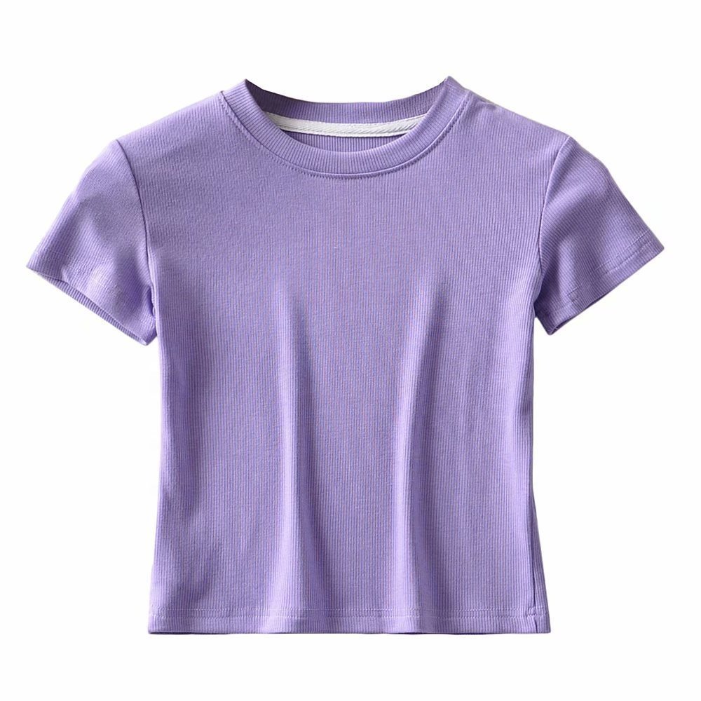 Nice Quality Ladies Crop Tops O-Neck Short Sleeve Knit Ribbed T-shirt Woman Fitness Cropped Tank Top For Women