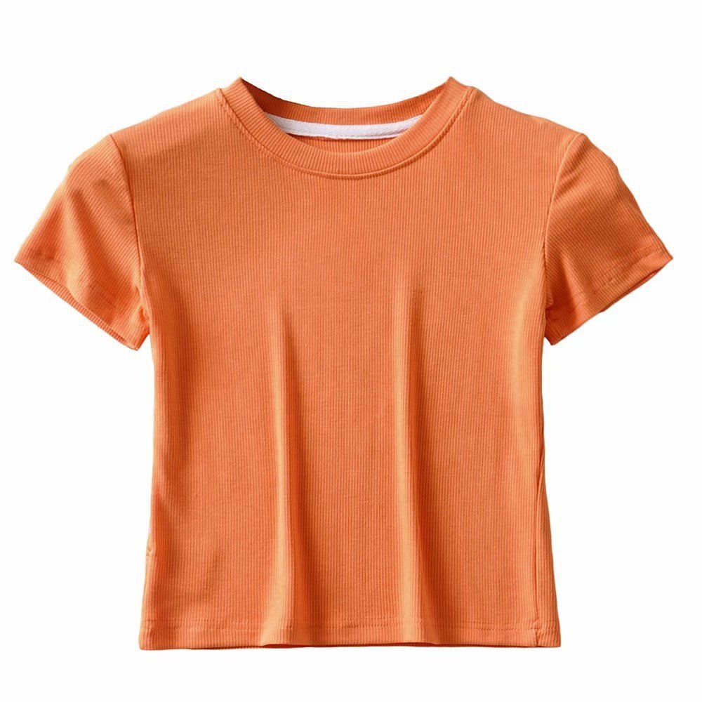 Nice Quality Ladies Crop Tops O-Neck Short Sleeve Knit Ribbed T-shirt Woman Fitness Cropped Tank Top For Women