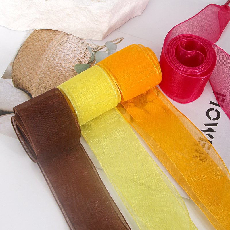 Chiffon bandwidth 4cm silk satin candy wide flat ribbon Princess lace chiffon shoelace
