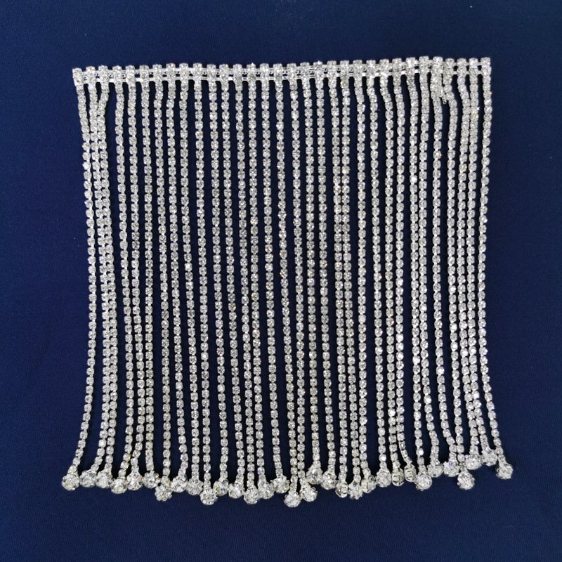 Handmade New Design Crystal Rhinestone Trim Fashion Jewelry Garments Shoes Embroidery Jewelry Accessories Made Fabric Metal Lace