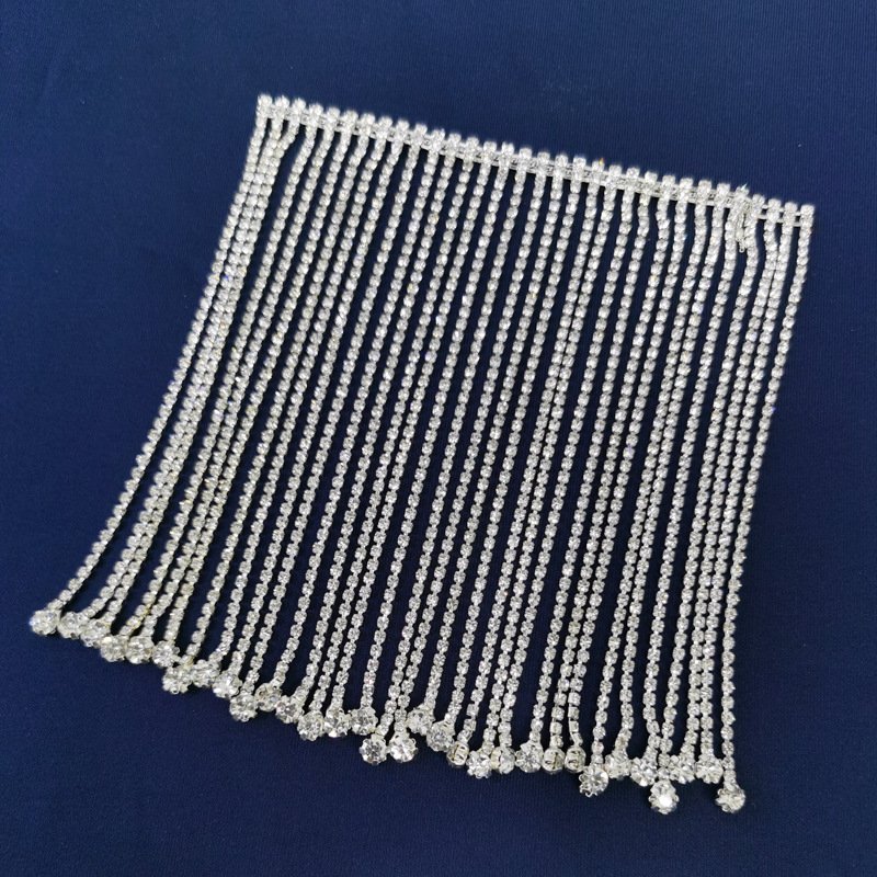 Handmade New Design Crystal Rhinestone Trim Fashion Jewelry Garments Shoes Embroidery Jewelry Accessories Made Fabric Metal Lace