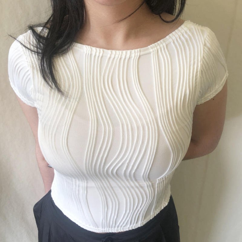 2022 2023 2024 Sexy Short Top Blusas Coreanas De Dama De Juvenil Moda Embroidered Elegant Manga Corta Crop Top Sheer T-shirts