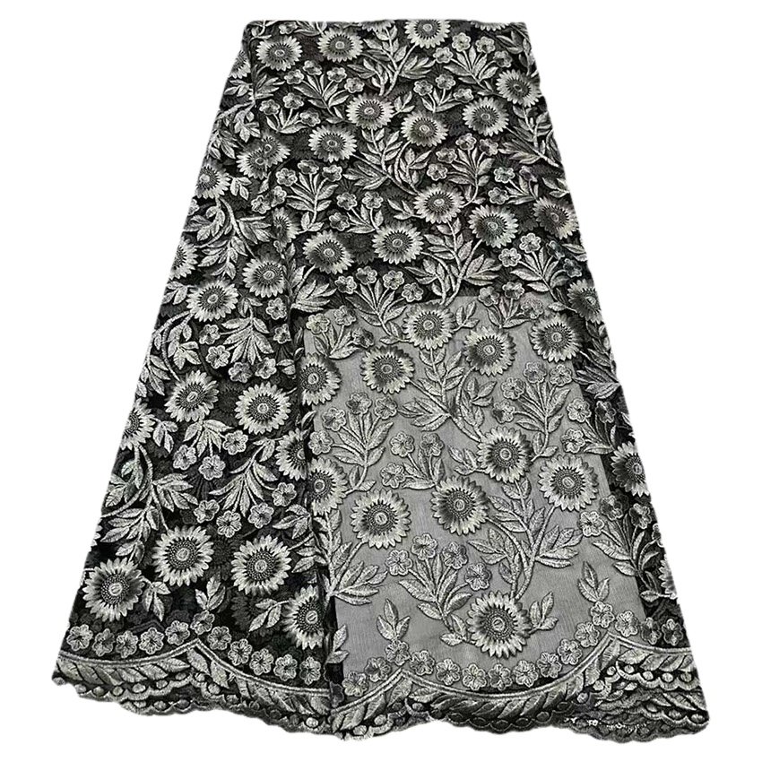 Mesh single color Embroidery Tulle Lace Bridal Fabric