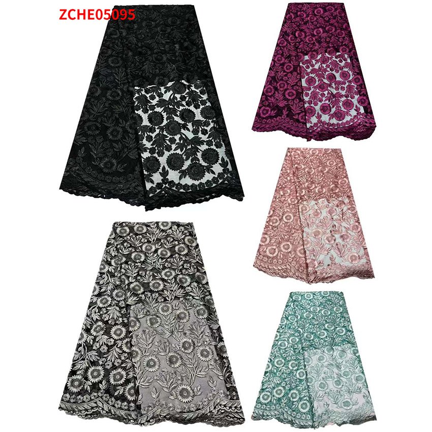 Mesh single color Embroidery Tulle Lace Bridal Fabric