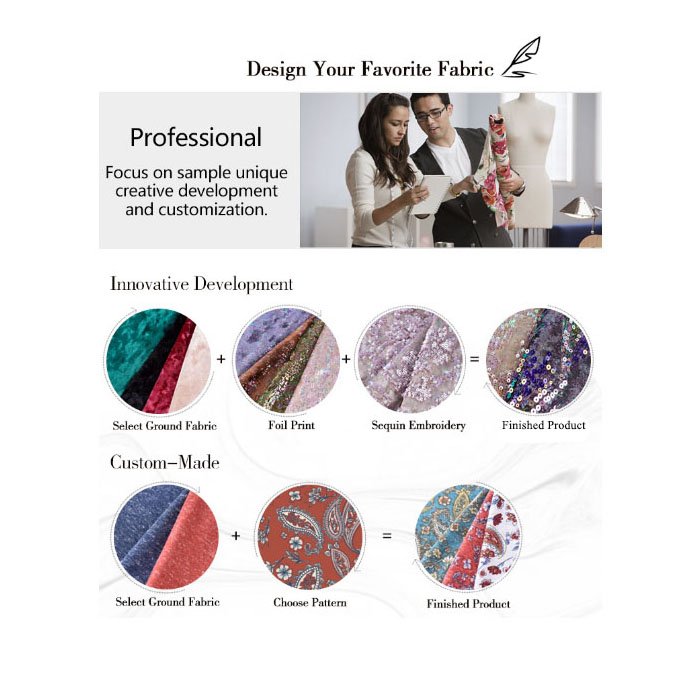 Fancy 100% polyester woven tweed woolen fabric with metallic embroidery sequin for coat
