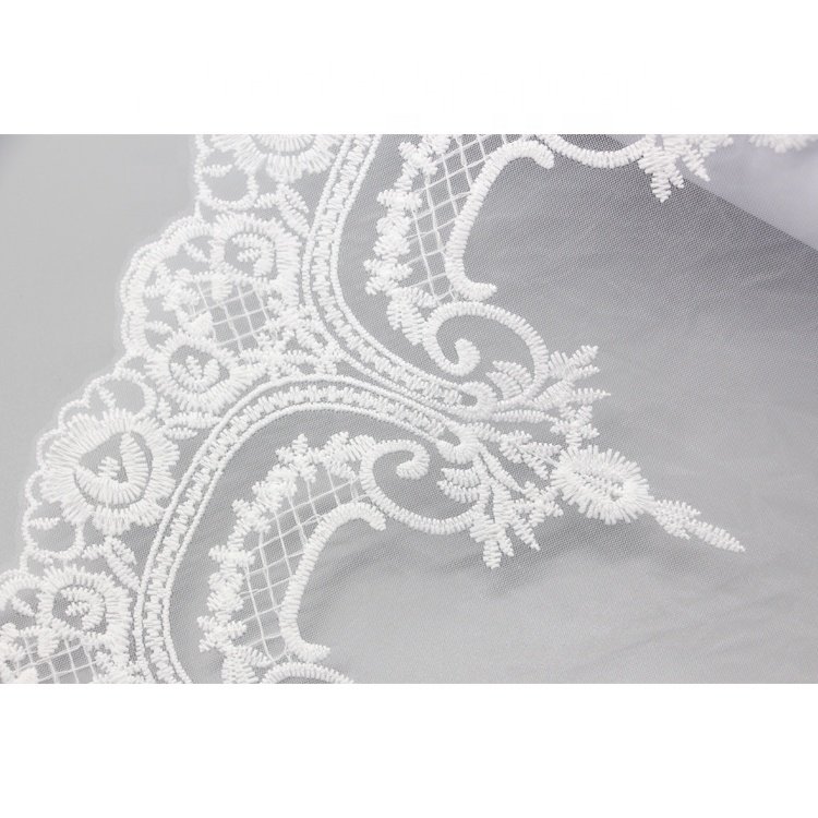High quality trimmed organza Elastic lavender Lace Mesh White swiss voile Polyester Embroidery Lace trim Clothing Accessories