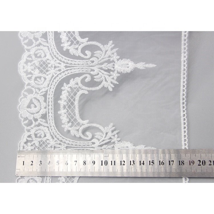 High quality trimmed organza Elastic lavender Lace Mesh White swiss voile Polyester Embroidery Lace trim Clothing Accessories