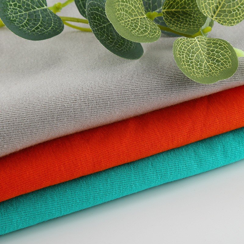 2018C# Manufacturer high-end 95% cotton 5% spandex skin friendly knitted ribbed base T-shirt spandex fabric