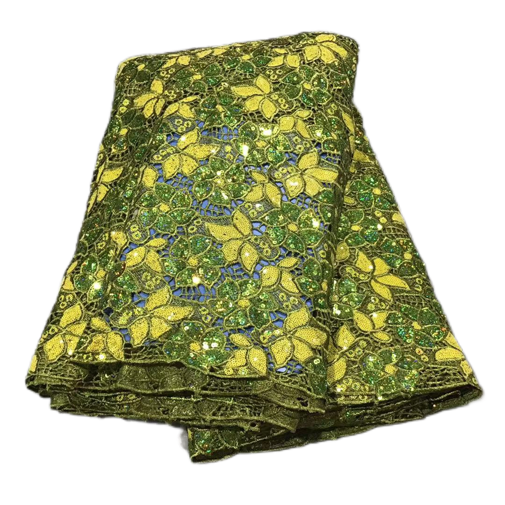5 Yards Latest Nigerian Guipure Cord Lace Fabric 2024 High Quality African Sequins Lace Fabric For Bridal Elegant Party Dresses