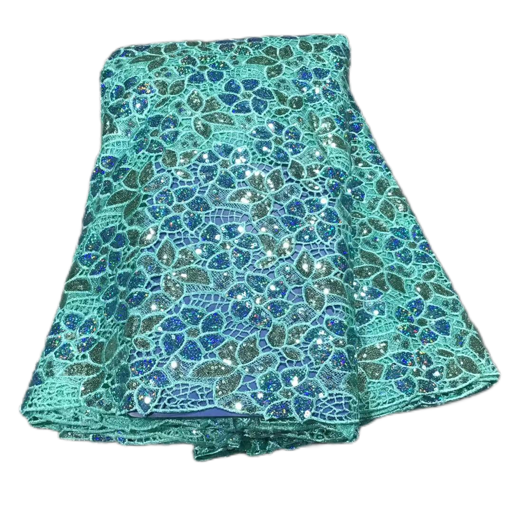 5 Yards Latest Nigerian Guipure Cord Lace Fabric 2024 High Quality African Sequins Lace Fabric For Bridal Elegant Party Dresses