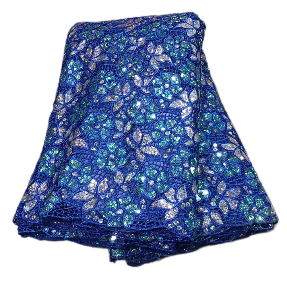 5 Yards Latest Nigerian Guipure Cord Lace Fabric 2024 High Quality African Sequins Lace Fabric For Bridal Elegant Party Dresses