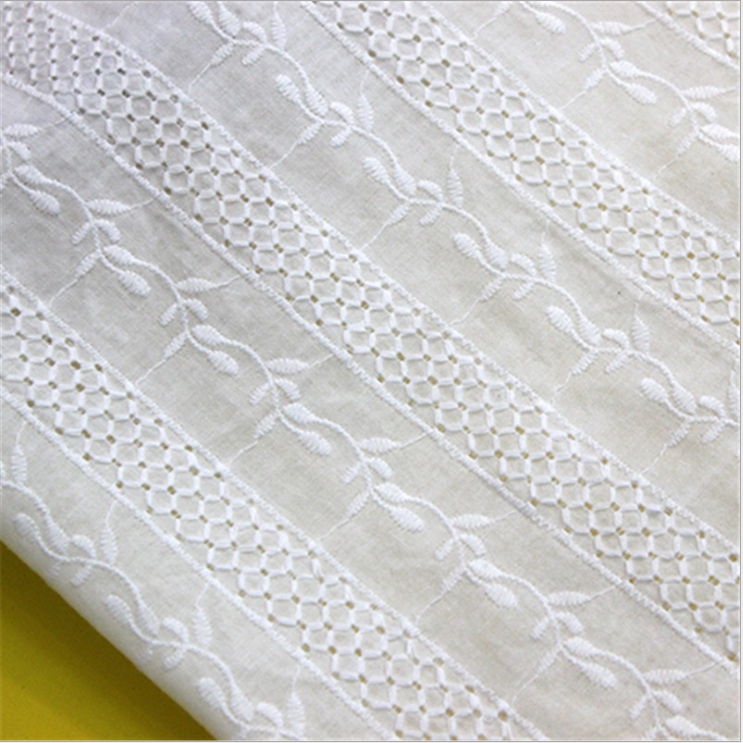 Manufacturers wholesale exquisite fashion white cotton embroidered lace fabrics