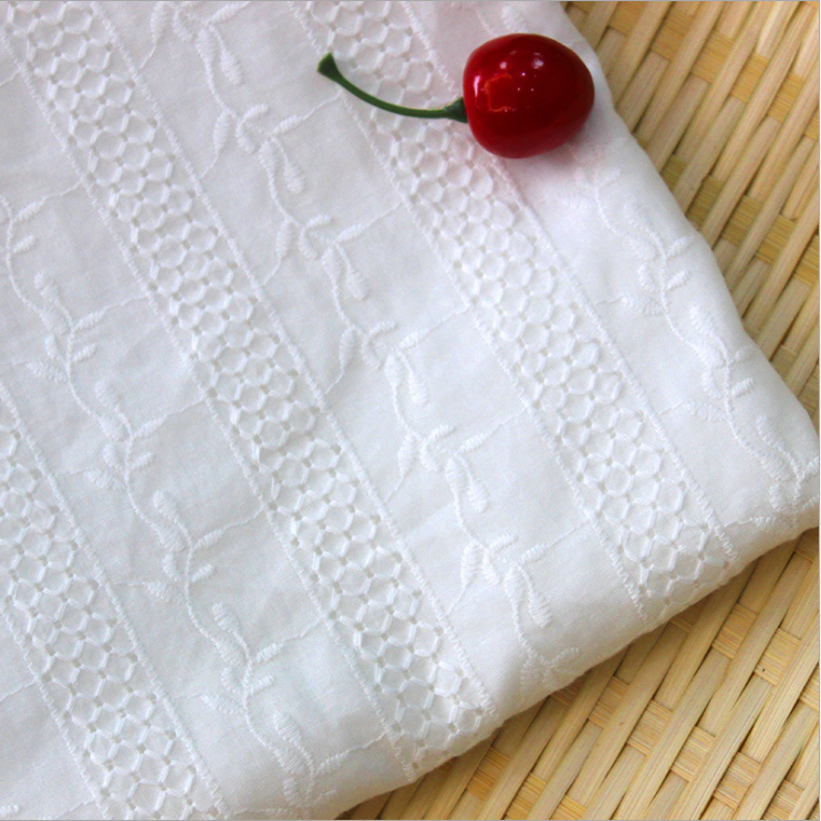 Manufacturers wholesale exquisite fashion white cotton embroidered lace fabrics