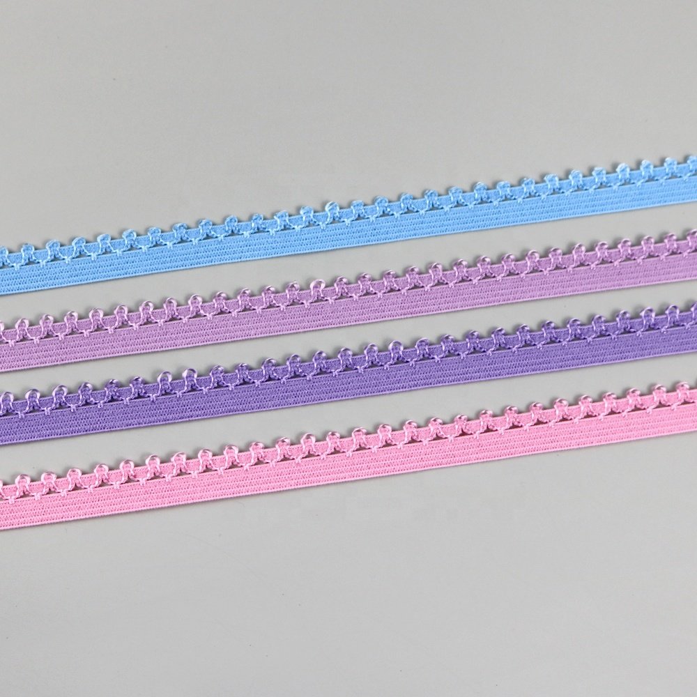 Custom underwear decoration elasticity lace trim nylon webbing strap bra lace picot elastic for headband dress