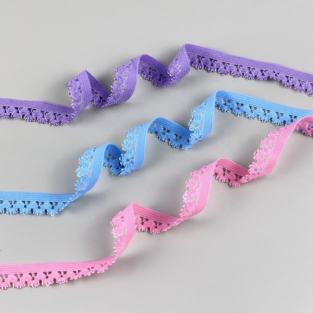 Custom underwear decoration elasticity lace trim nylon webbing strap bra lace picot elastic for headband dress