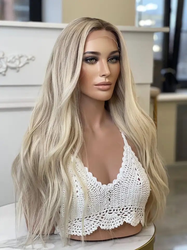 Factory 100% Russian Hair Ombre Platinum Blonde Color Invisible HD Lace Front With Silk Scalp Wig