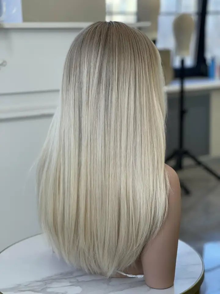 Factory 100% Russian Hair Ombre Platinum Blonde Color Invisible HD Lace Front With Silk Scalp Wig