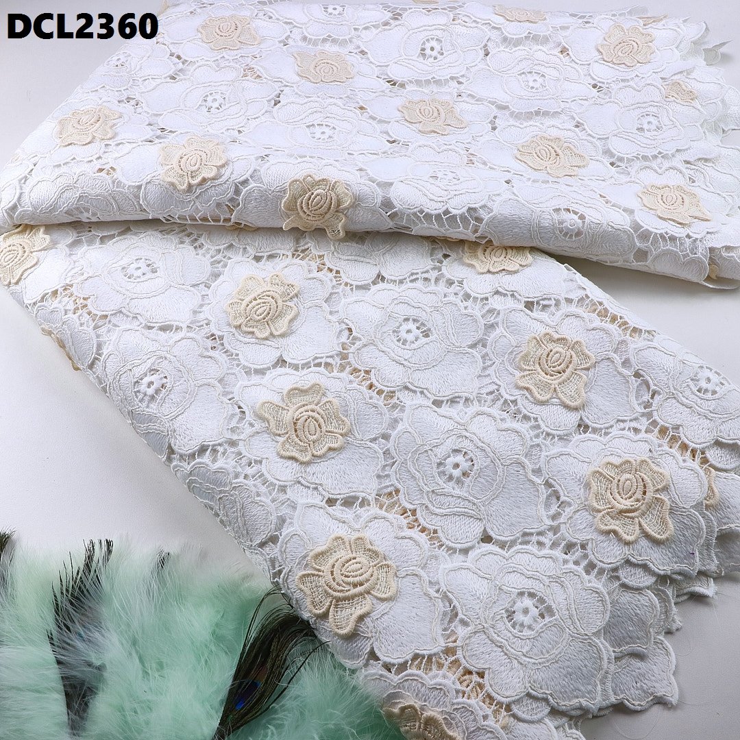 Luxury high quality cord guipure lace wedding african lace fabric soft water soluble lace women dress Nigerian embroidery fabric