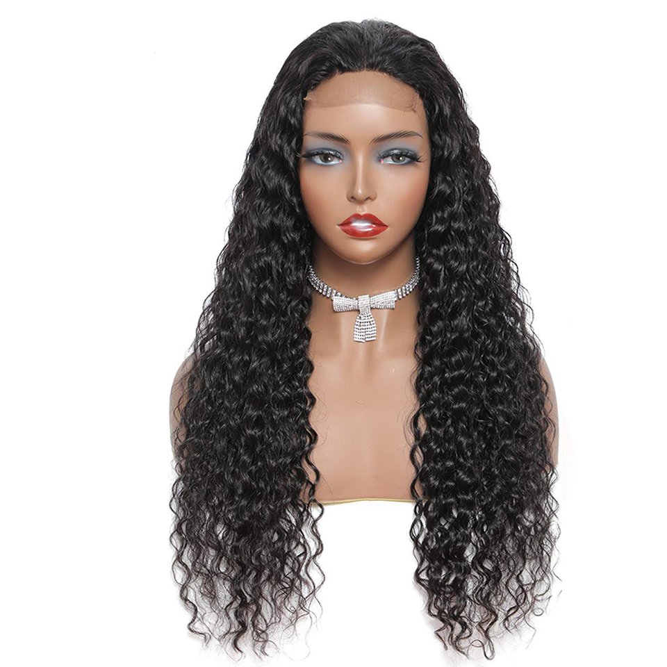 Yeswigs Water Wave Raw Indian Human Hair 4X4 Swiss Lace Closure Wig 100% Unprocessed Virgin Human Hair Cuticle Aligned Lace Wigs
