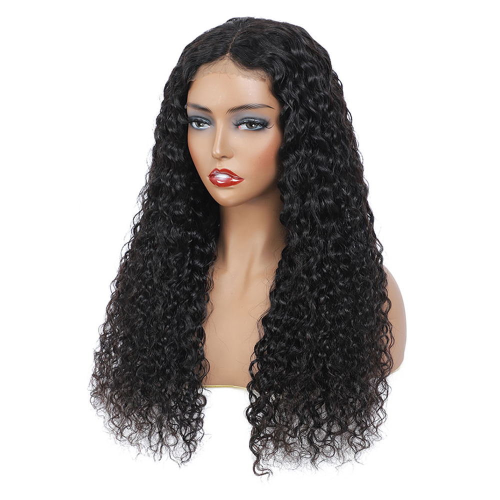 Yeswigs Water Wave Raw Indian Human Hair 4X4 Swiss Lace Closure Wig 100% Unprocessed Virgin Human Hair Cuticle Aligned Lace Wigs