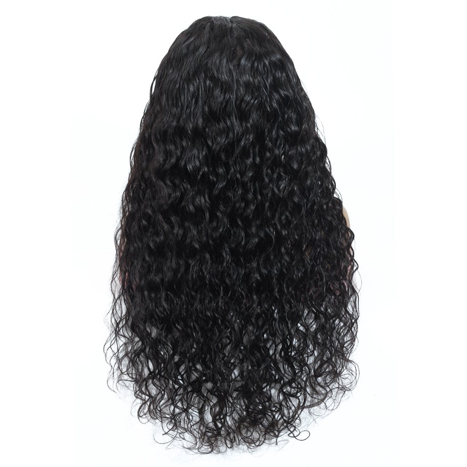 Yeswigs Water Wave Raw Indian Human Hair 4X4 Swiss Lace Closure Wig 100% Unprocessed Virgin Human Hair Cuticle Aligned Lace Wigs