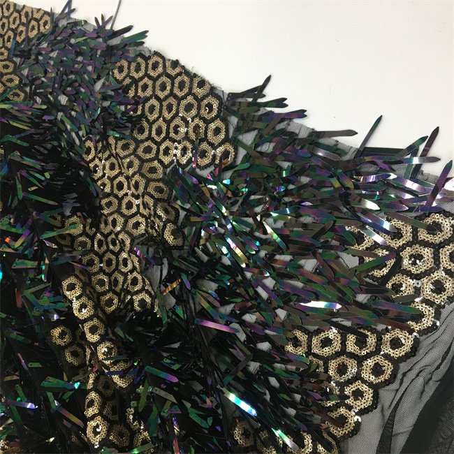 2022 fashionable french lace on sale big size 3D double sequin bridal sequins lace and sequin fabric