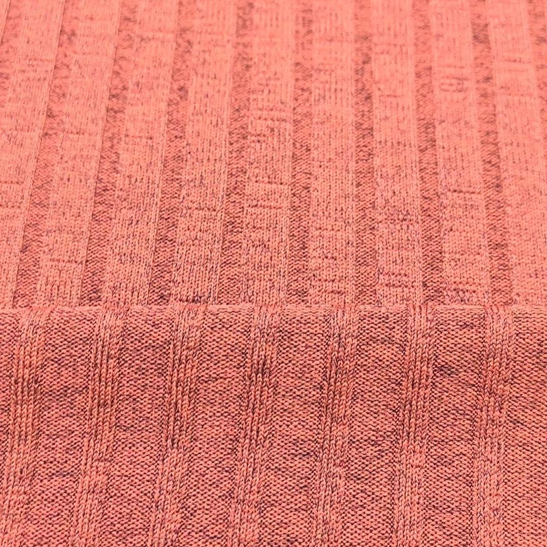 Popular Stretch Ribbed Jacquard Dyed Knitted Soft Breathable Ribbed Fabric For Women's Clothing