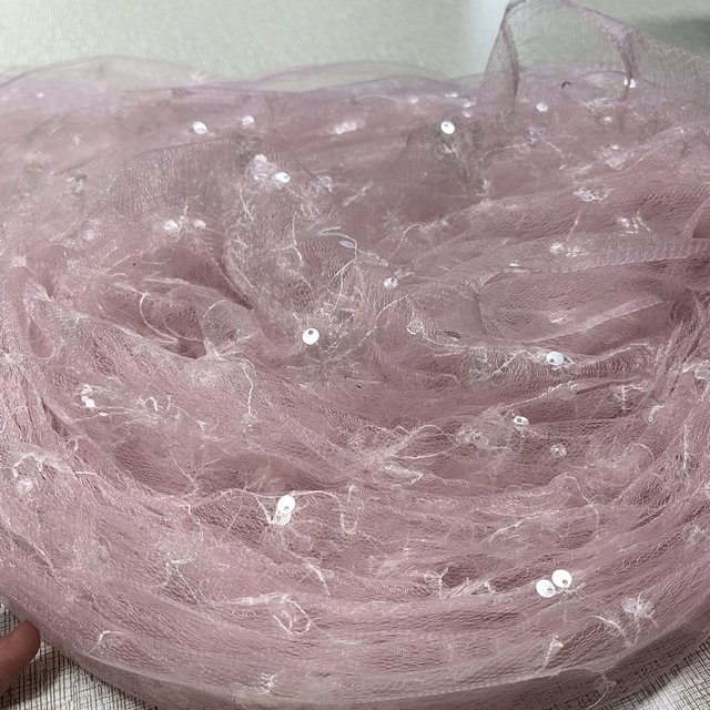 pink cheap soft very light lace tulle transparent sequins Embroidered Fabric For women Dress