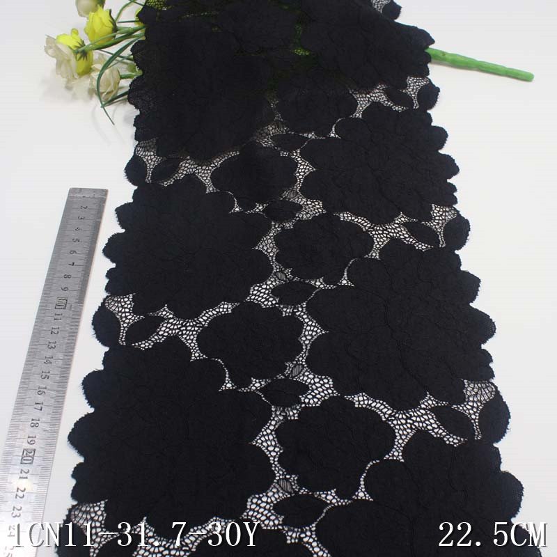 Stretch Lace for Underwear Lingerie Fashion 23cm White Black Elastic Lace Fabric Material