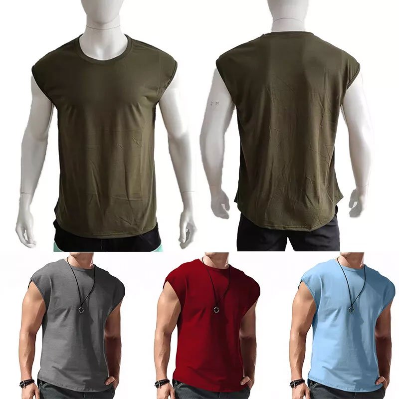 2024 Wholesale Men's Sleeveless Tank top singlet Cotton Muscle Tank Top Solid Blank Workout Summer Gym Training vest
