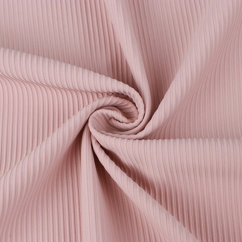 Quality 250gsm Rib Stretch Knitted Fabric 75%Nylon 25%Spandex 2*1 Stripped Texture Fabric for Activewear Yoga BodySuit