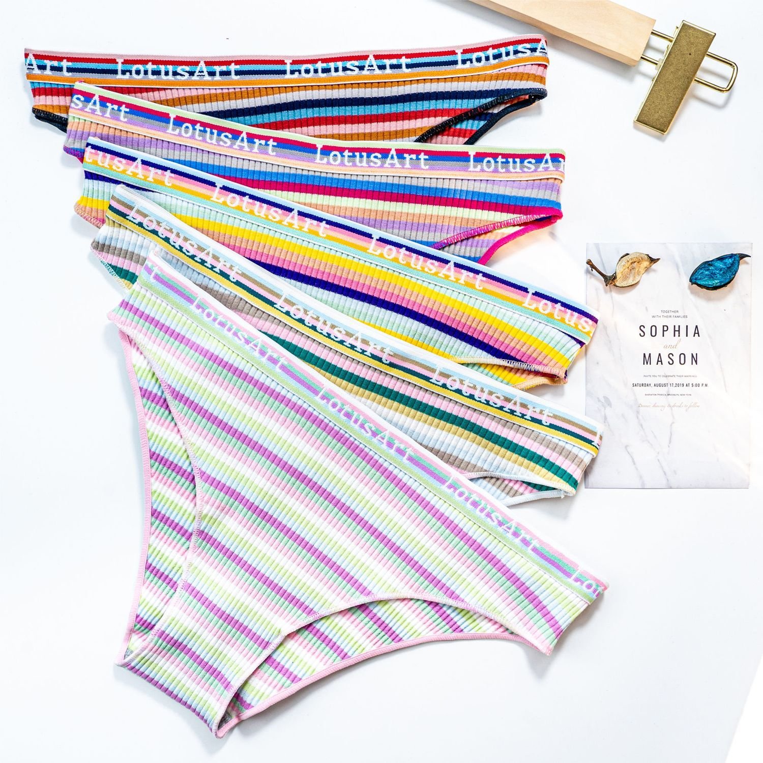 wholesale cute women's ribbed Striped cotton panties lovely young girls bikinis low-rise plus size teenagers stylish underwear