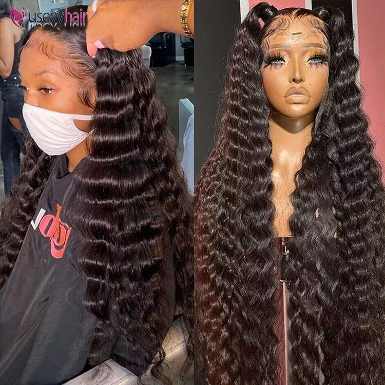 36 inch 13x6 hd lace frontal loose deep wave wigs buy raw indian temple hair wig pre bleached and plucked lace glueless wig