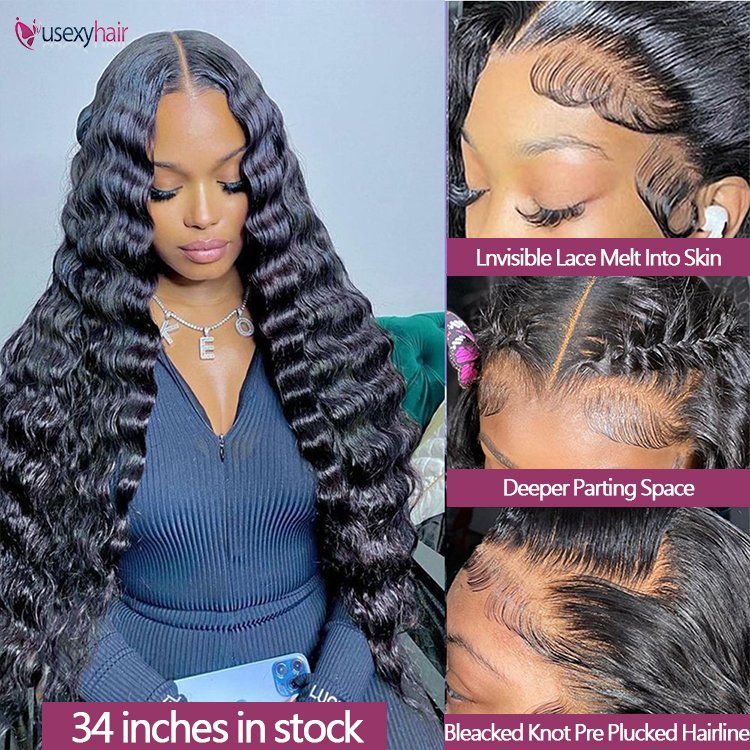 36 inch 13x6 hd lace frontal loose deep wave wigs buy raw indian temple hair wig pre bleached and plucked lace glueless wig