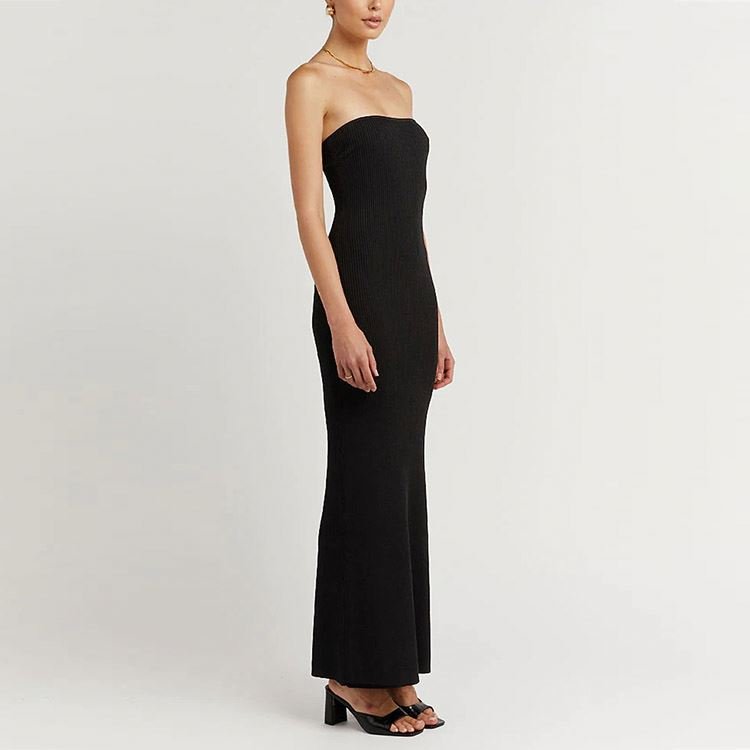 2022 Custom Rib Dresses Strapless Designer Ladies Straight dress