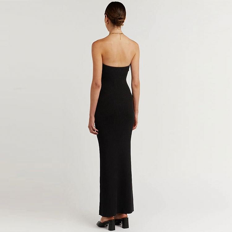 2022 Custom Rib Dresses Strapless Designer Ladies Straight dress