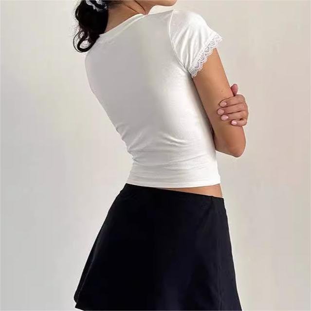 Custom Crop Top O-Neck T Shirt Ribbed Knitted White Cotton Slim Fit Plus Size Fitted Corduroy Worsted Polyester Silk Spandex