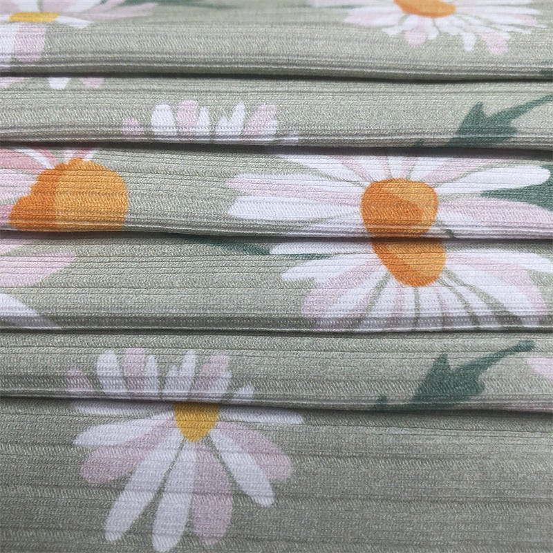 low price stretch soft custom digital printing jersey cotton knit rib fabric for t-shirt