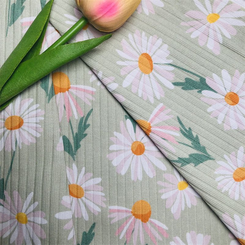 low price stretch soft custom digital printing jersey cotton knit rib fabric for t-shirt