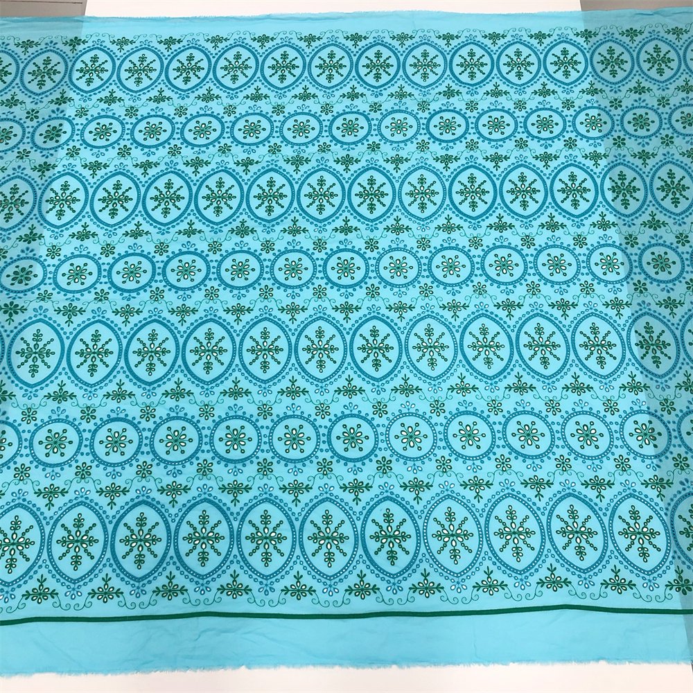 100% cotton voile border eyelet floral embroidery fabric from manufacturer for women and girls Ceremonial dress fabric