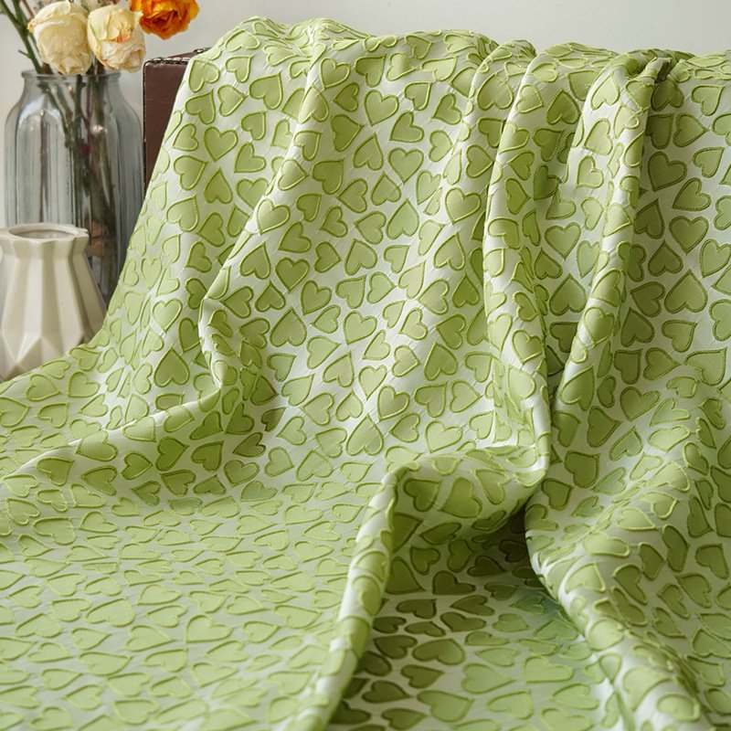 High quality small fresh relief heart pattern polyester jacquard brocade fabric for decorative