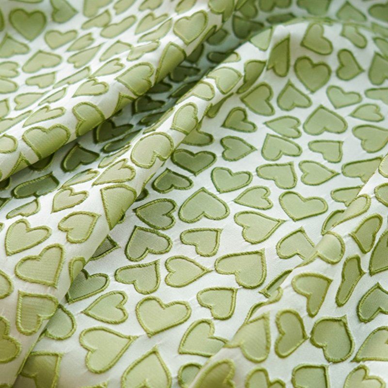 High quality small fresh relief heart pattern polyester jacquard brocade fabric for decorative