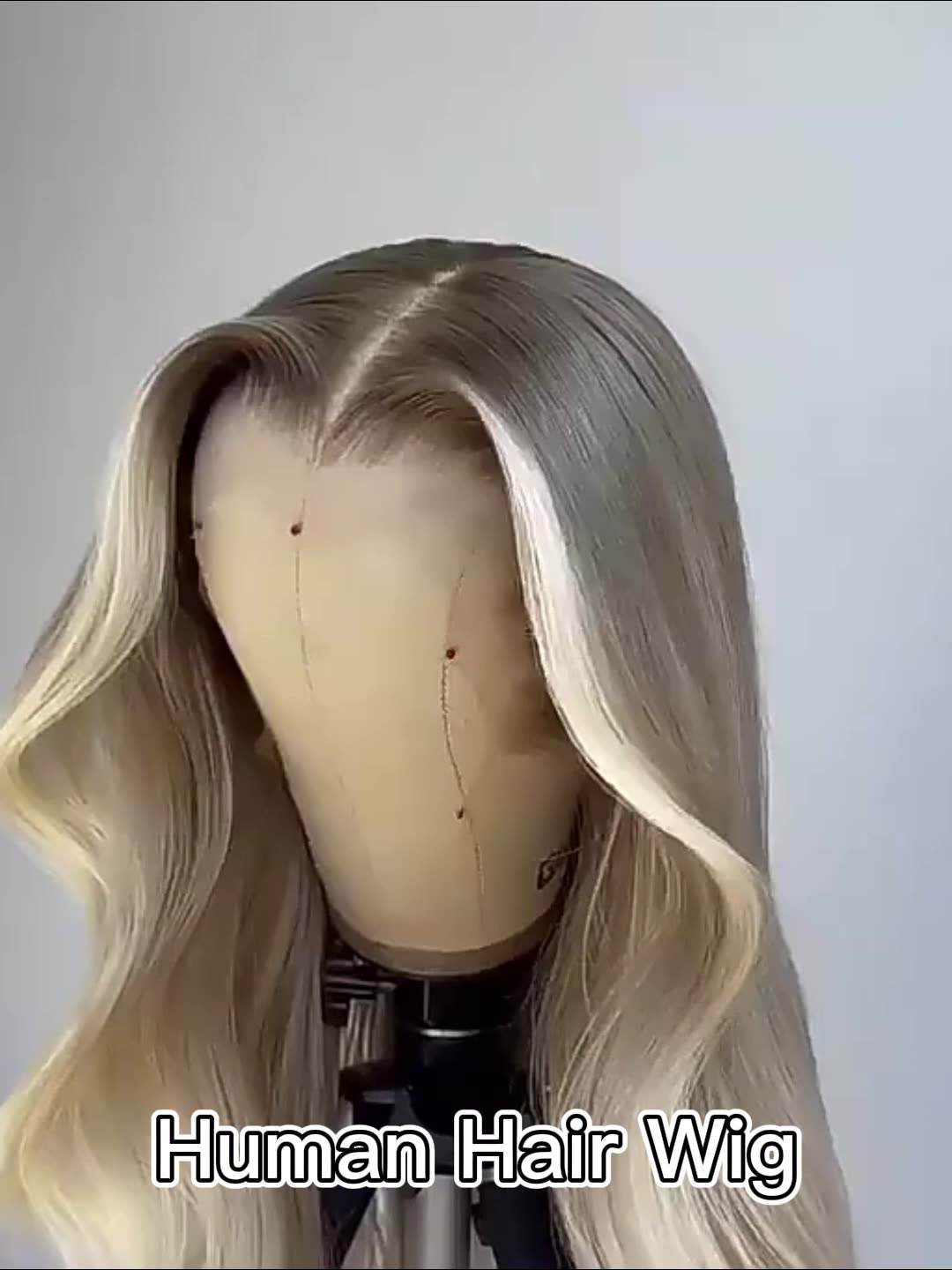 Ombre Blonde Color Ash Root Body Wave 100% Virgin Vietnamese Human Hair Wig Lace Front Wigs With Pre Plucked Hairline