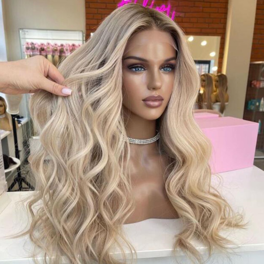Body Wave Ombre Blonde Full Lace Wigs Human Hair Icy White Blonde Glueless Transparent HD Lace Front Human Hair Wigs for Women