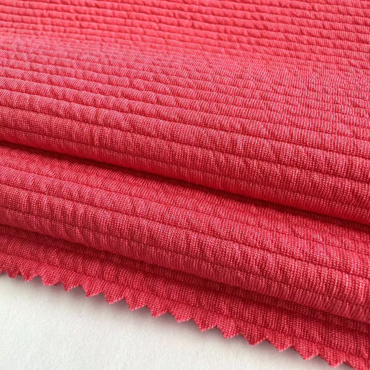 factory knit stretch jacquard quilted fabric 95%polyester 5%spandex bubble ottoman fabric for women dress and pants